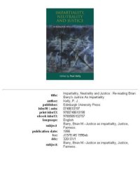 cover of the book Impartiality, Neutrality and Justice: Re-reading Brian Barry's Justice as Impartiality  