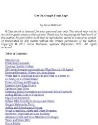 cover of the book Get On Google Front Page  