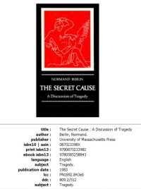 cover of the book The Secret Cause: A Discussion of Tragedy  