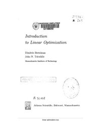 cover of the book Introduction to Linear Optimization (Athena Scientific Series in Optimization and Neural Computation, 6)