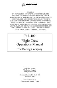 cover of the book Boeing 747-400 Flight Crew Operations Manual  