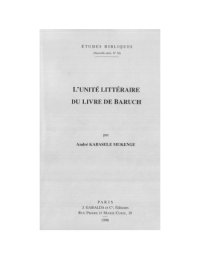 cover of the book L'unité littéraire du livre de Baruch (Études bibliques)  