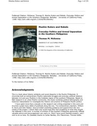 cover of the book Muslim Rulers and Rebels: Everyday Politics and Armed Separatism in the Southern Philippines (Comparative Studies on Muslim Societies)  