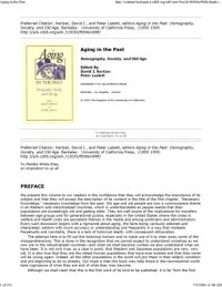 cover of the book Aging in the Past: Demography, Society, and Old Age (Studies in Demography, 7)  