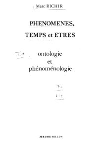 cover of the book Phénomènes, temps et êtres I. Ontologie et phénoménologie  