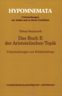 cover of the book Das Buch E der Aristotelischen Topik. Untersuchungen zur Echtheitsfrage