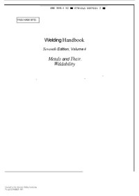 cover of the book Welding Handbook: Metals and Their Weldability VOLUME 4 7th edition  