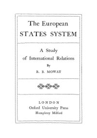 cover of the book The European states system: a study of international relations  