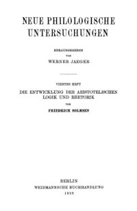 cover of the book Die Entwicklung der Aristotelischen Logik und Rhetorik  