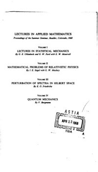 cover of the book Lectures in Applied Mathematics, Proceedings of the Summer Seminar, Boulder, Colorado, 1960, Vol 2: Mathematical Problems of Relativistic Physics  