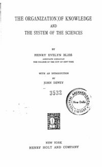 cover of the book The organization of knowledge and the system of the sciences  