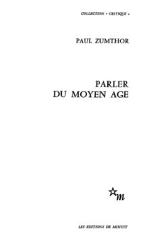 cover of the book Parler du moyen âge  