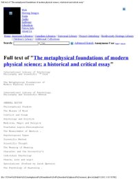 cover of the book The metaphysical foundations of modern physical science; a historical and critical essay  