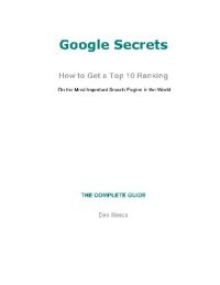 cover of the book Google Secrets. How to Get a Top 10 Ranking On the Most Important Search Engine in the World