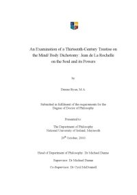 cover of the book An examination of a Thirteenth-Century Treatise on the Mind Body Dichotomy: Jean de La Rochelle on the Soul and its Powers  