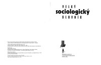 cover of the book Velký sociologický slovník, svazek 2  