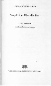 cover of the book Simplikios: Über die Zeit: Ein Kommentar zum Corollarium de tempore