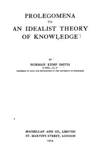 cover of the book Prolegomena to an idealist theory of knowledge  