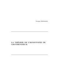 cover of the book La Théorie de l'Homotopie de Grothendieck