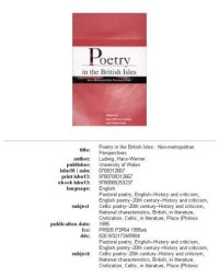 cover of the book Poetry in the British Isles: non-metropolitan perspectives