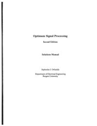 cover of the book Solutions Manual to Optimum Signal Processing: An Introduction, Second Edition