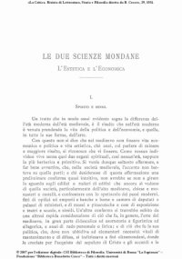 cover of the book Le due scienze mondane. L'estetica e l'economica