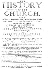 cover of the book The Ecclesiastical Histories of Eusebius, Socrates, Sozomen FOLIO 1709