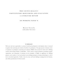 cover of the book Who Counts Reality? Participatory Monitoring and Evaluation - a Literature Review (IDS Working Papers)