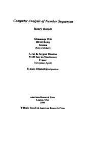 cover of the book Computer Analysis of Number Sequences