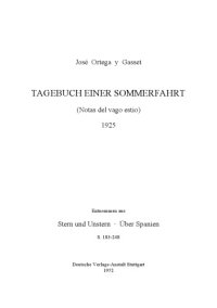 cover of the book TAGEBUCH EINER SOMMERFAHRT. (Notas del vago estio)