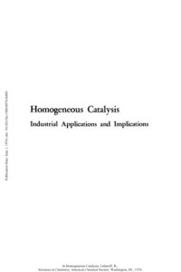 cover of the book Homogeneous Catalysis. Industrial Applications and Implications