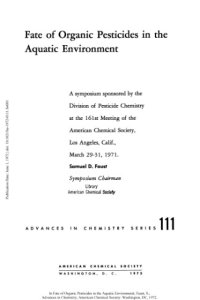 cover of the book Fate of Organic Pesticides in the Aquatic Environment