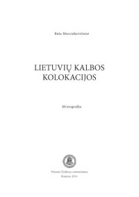 cover of the book Lietuvių kalbos kolokacijos