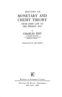 cover of the book History of Monetary and Credit Theory