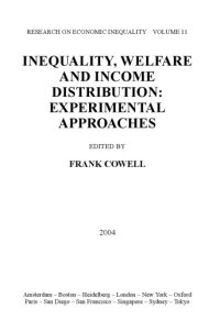 cover of the book Inequality, welfare and income distribution: Experimental approaches