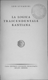 cover of the book La logica trascendentale kantiana