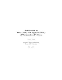 cover of the book Introduction to tractability and approximability of optimization problems