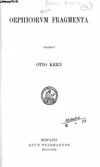 cover of the book Orphicorum fragmenta