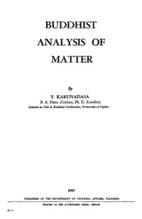 cover of the book Buddhist Analysis of Matter