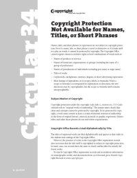 cover of the book Copyright protection not available for names, titles, or short phrases