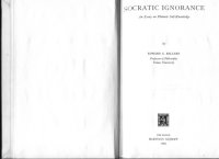 cover of the book Socratic Ignorance. An essay on Platonic Self-Knowledge