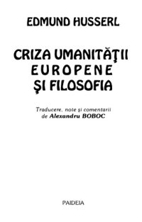 cover of the book Criza umanitatii europene