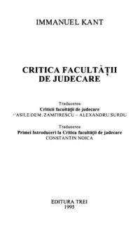 cover of the book Critica facultatii de judecare