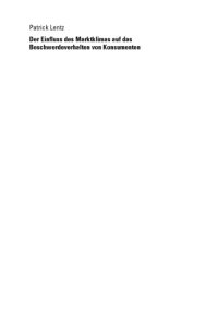 cover of the book Der Einfluss des Marktklimas auf das Beschwerdeverhalten von Konsumenten : eine empirische Untersuchung in der Finanzdienstleistungsbranche