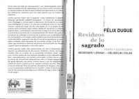 cover of the book Residuos de lo sagrado: tiempo y escatología: Heidegger/Levinas, Hölderlin/Celan