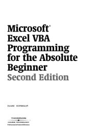 cover of the book Microsoft Excel VBA programming for the absolute beginner