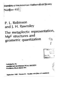 cover of the book The metaplectic representation, Mp^c structures and geometric quantization