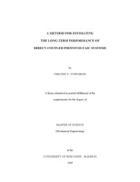 cover of the book A method for estimating the long-term performance of direct-coupled photovoltaic systems