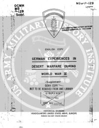 cover of the book German experiences in desert warfare during World War II. Supplement