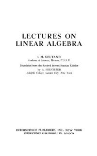 cover of the book Lectures on linear algebra